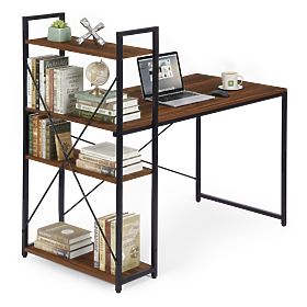Birou de calculator școlar 120x60 cm cu raft și 3 polițe nuc închis loft ModernHome, MODERNHOME