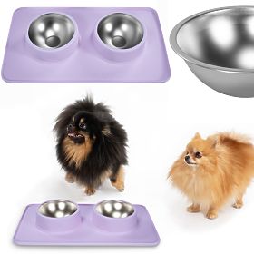 Boluri Metalice pentru Câine sau Pisică cu Suport Antiderapant Violet PJ-088, PuppyJoy
