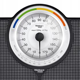 Cântar clasic mecanic analogic pentru baie până la 180 kg negru WEBBER BMI, WEBBER