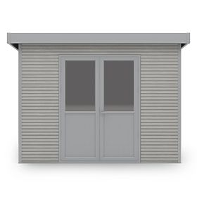 Căsuță de grădină Ardena 3x3 m 9 m², gri închis, lemn compozit, aluminiu, montaj ușor