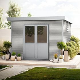 Căsuță de grădină Ardena 3x3 m 9 m², gri închis, lemn compozit, aluminiu, montaj ușor