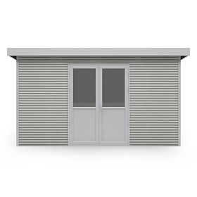 Căsuță de grădină Ardena 4x3 m 12 m², gri închis, lemn compozit, aluminiu, montaj ușor