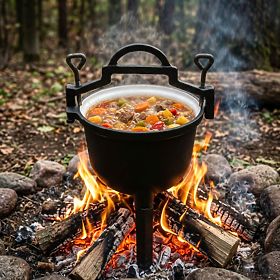 Ceaun de fontă emailat 8L MultiGarden pentru vânătoare, foc de tabără, grătar