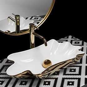 Chiuvetă REA Sea Infinity Gold/Alb + Dop, Rea