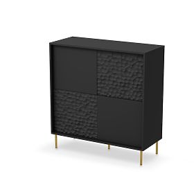 BULLET KM-2 comodă neagră, picioare: aurii