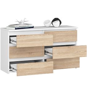 COMODĂ CL100 6SZ PK ALBĂ / DUB SONOMA