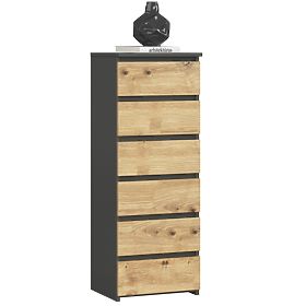 COMODĂ CL6 PK GRAFIT GRI / STEJAR ARTISAN