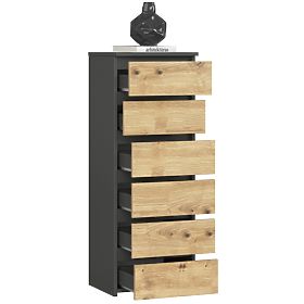 COMODĂ CL6 PK GRAFIT GRI / STEJAR ARTISAN