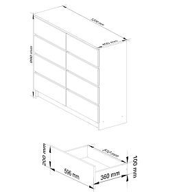 COMODĂ K 120 cm 8 SERTARE PK STEJAR SONOMA