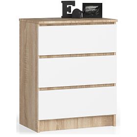 COMODĂ K 60 cm 3 SERTARE PK SONOMA / ALB