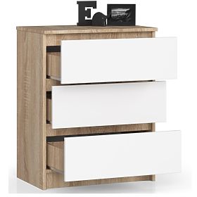 COMODĂ K 60 cm 3 SERTARE PK SONOMA / ALB