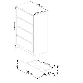 COMODĂ K 60 cm 4 SERTARE PK ALBĂ