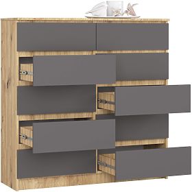 COMODĂ K120 10SZ CLP PK STEJAR ARTISAN / GRI