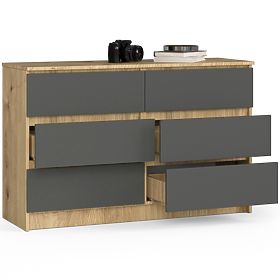 COMODĂ K120 6SZ CLP STEJAR ARTISAN / GRI