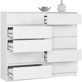 COMODĂ K140 10SZ CLP PK ALB LUCIOASĂ
