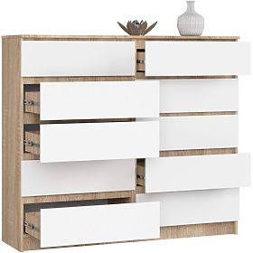 COMODĂ K140 10SZ CLP PK STEJAR SONOMA / ALB