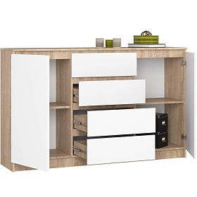 COMODĂ K160 2D 4SZ CLP PK STEJAR SONOMA / ALB