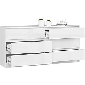 COMODĂ K160 6SZ CLP PK ALB LUCIOASĂ