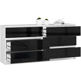 COMODĂ K160 6SZ CLP PK NEGRU LUCIOASĂ