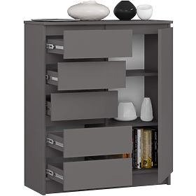 COMODĂ K80 1D 5SZ PK GRAFIT GRI