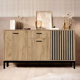 Comodă LAMINO KM-1 stejar craft/negru, picioare: negru
