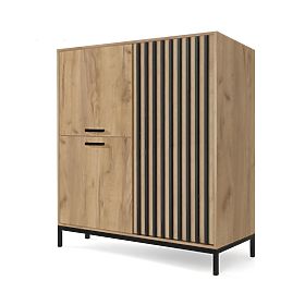 Comodă LAMINO KM-2 stejar craft/negru, picioare: negre
