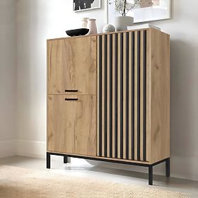 Comodă LAMINO KM-2 stejar craft/negru, picioare: negre