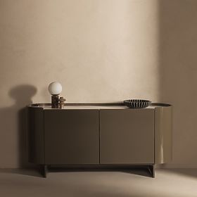 Comodă ovală Nari, verde/gri, spiek, lucioasă