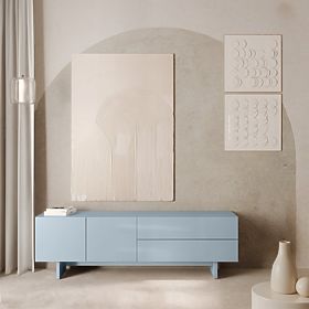 Comodă TV Glim, albastru fumuriu, lucios