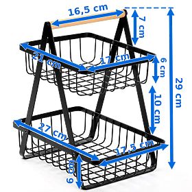 Coș de fructe PULOS 2 niveluri negru