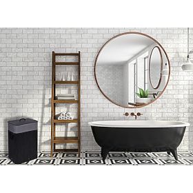Coș de rufe din bambus cu capac 80L negru-gri