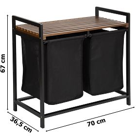 Coș de rufe din bambus HANOI BLACK NEGRU