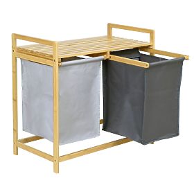 Coș de rufe sau jucării din bambus HANOI 2 compartimente DUO CULOARE