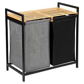 coș de rufe sau jucării din bambus HANOI BLACK 2 compartimente DUO COLOR