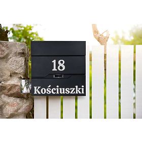 Cutie poștală pentru scrisori Vidar neagră cu inscripții