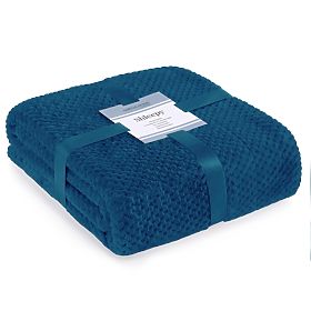 Cuvertură SHLEEPY culoare indigo, stil clasic cu model jacquard 130x180
