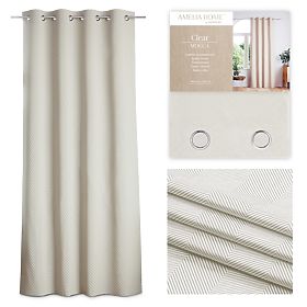 Draperie CLEAR culoare cappuccino cu motiv imprimat stil boho clasic cu inele metalice argintii