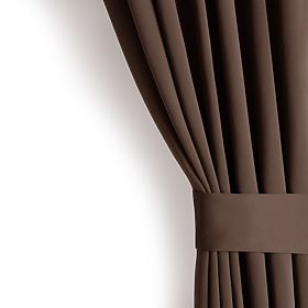 Draperie RESTILO BLACKOUT culoare maro, șerpa pentru prindere, stil clasic, inele argintii, material