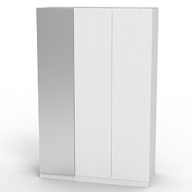 Dulap cu trei uși Neroli, oglindă/caneluri simple, alb