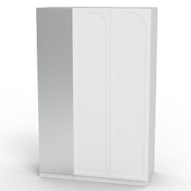 Dulap cu trei uși Neroli, oglindă/panel arc, alb