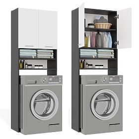 Dulap de Baie deasupra Mașinii de Spălat POLA DK ANTRACIT ALB Raft Coloană 180X64X30