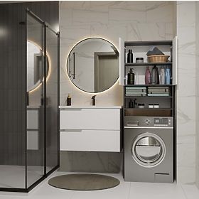 Dulap de Baie deasupra Mașinii de Spălat POLA DK ANTRACIT ALB Raft Coloană 180X64X30