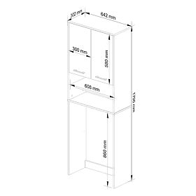 DULAP DE BAIE FIN PESTE MAȘINA DE SPĂLAT ALB LUCIOAS