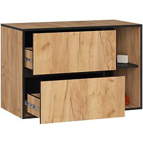 Dulap de baie suspendat sub chiuvetă VAMI W90 2SZ 2P PK Stejar Craft / Negru