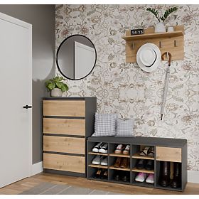 Dulap deschis pentru pantofi TALLIN ANTRACIT STEJAR ARTISAN pentru hol