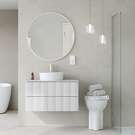 Dulap sub chiuvetă Grita 80 cm, alb, panou frontal ondulat