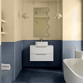 Dulap sub chiuvetă Tidea 80 cm, alb, mânere aurii