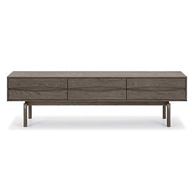 Dulap TV Quadri cu sertare, lemn masiv de stejar, furnir, maro espresso, lectus