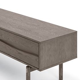 Dulap TV Quadri cu sertare, lemn masiv de stejar, furnir, maro espresso