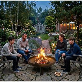 Foc de grădină mare din fontă solidă de 60 cm, ideal pentru foc de tabără